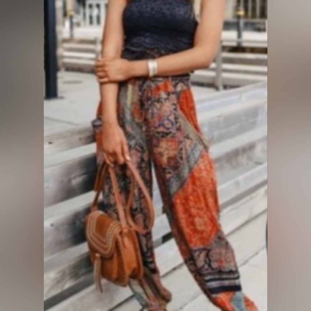 Free People "BEGONIA" BALLOON Boho Wide Leg Pants L Large - Picture 11 of 14